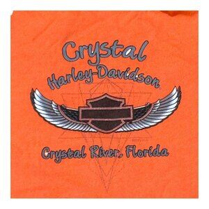 Harley-Davidson Crystal River Florida Orange T-Shirt M Womens Short Sleeve Biker